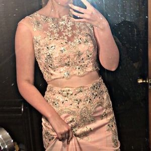 Size 2 Two Piece Pink Prom Dress